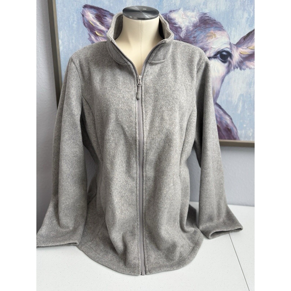 32 Degrees Heat Women's‎ XL Light Gray Thick Full Zip Fleece Flannel Jacket